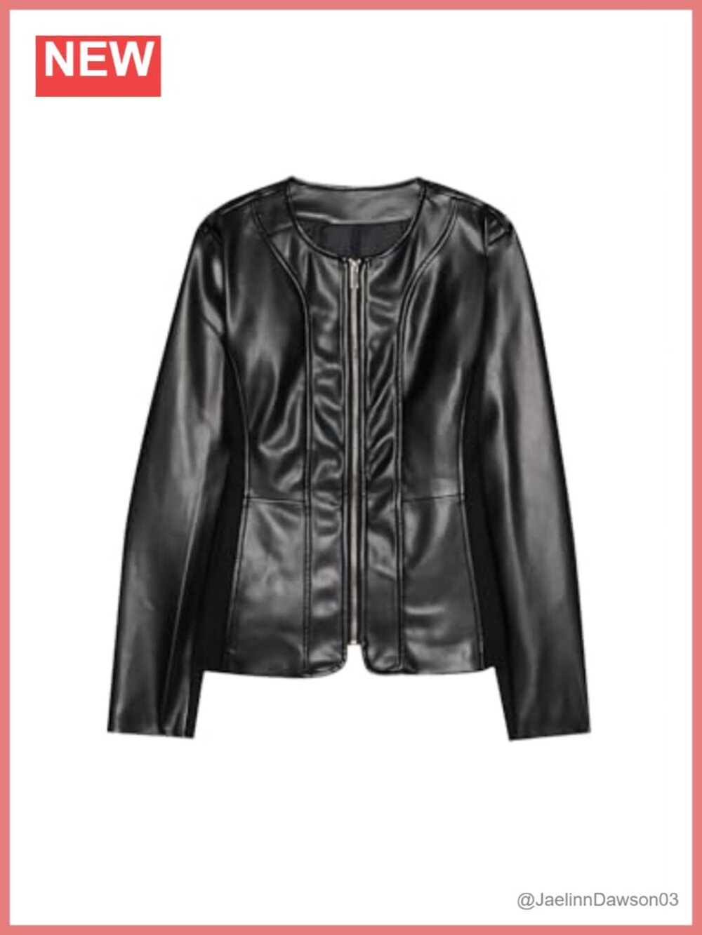 Women's Faux Leather Jacket Zip Front Long Sleeve Casual Coat